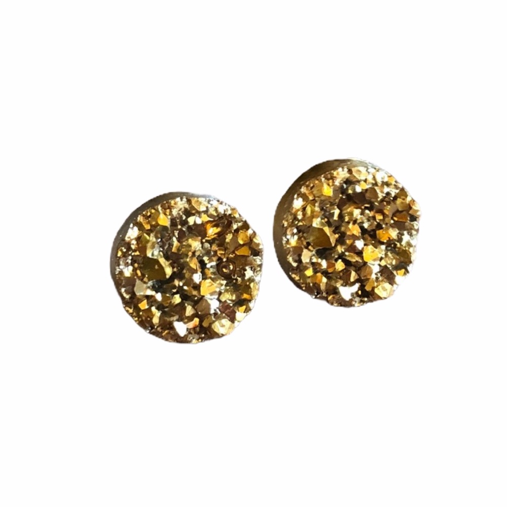 Chunky Druzy Gold 12mm Post Earrings!